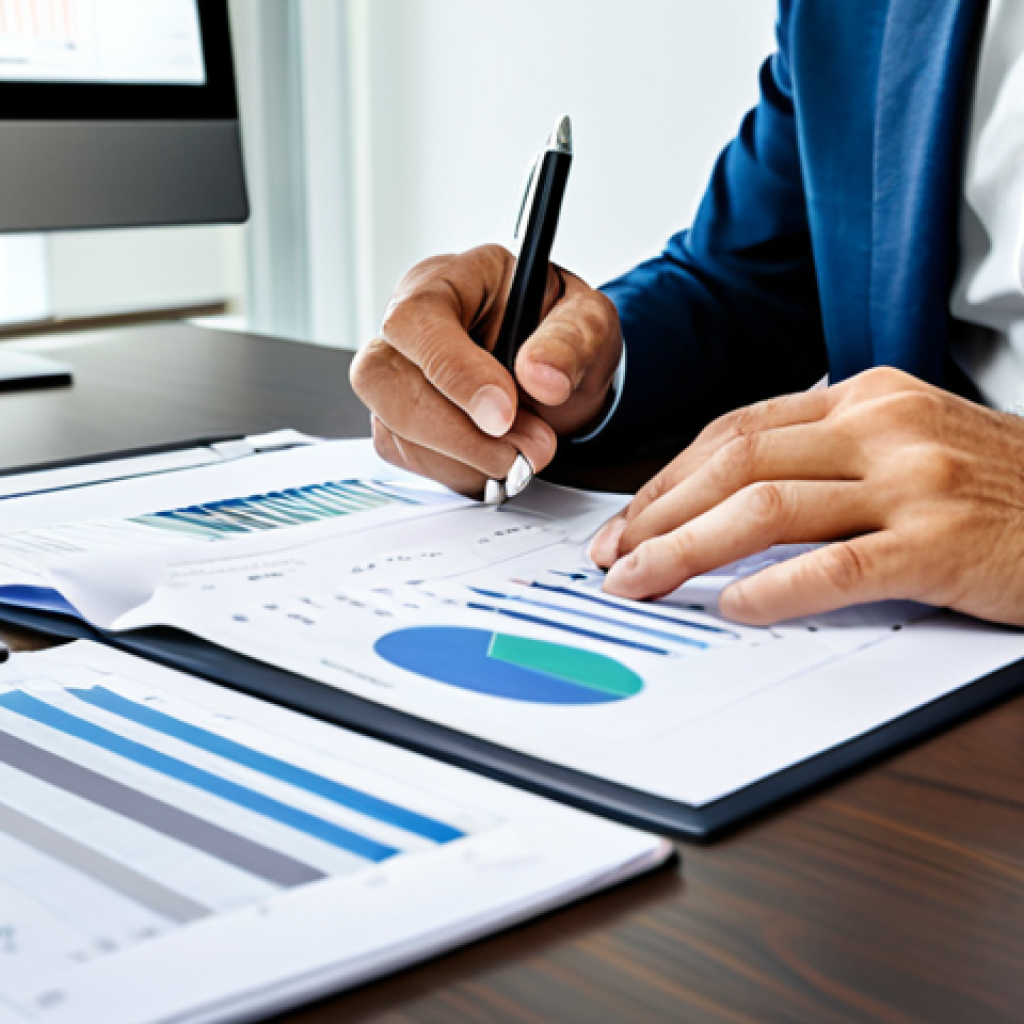 **
A fully clothed, professional investor in appropriate business attire, carefully analyzing financial statements at a well-lit desk in a modern office. The scene should convey diligence and attention to detail. Safe for work, appropriate content, professional setting, perfect anatomy, natural pose, well-formed hands, proper finger count, modest clothing, high-quality rendering.
**