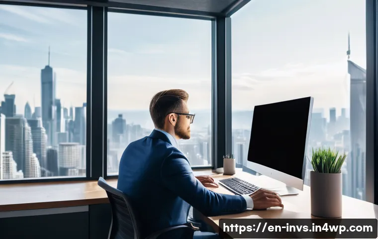 가치 투자와 사회적 책임 투자 비교 - A professional investor sitting at a modern desk in a bright office, deeply analyzing financial stat...
