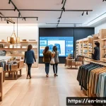 Home 20 가치 투자자가 분석해야 할 거시 경제 지표 - A modern retail store interior bustling with diverse adult shoppers browsing various consumer discre...